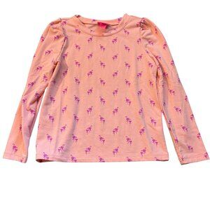 Lilly Pulitzer Girls Flamingo Print Long Sleeve Sweatshirt Top L (8-10) Peach